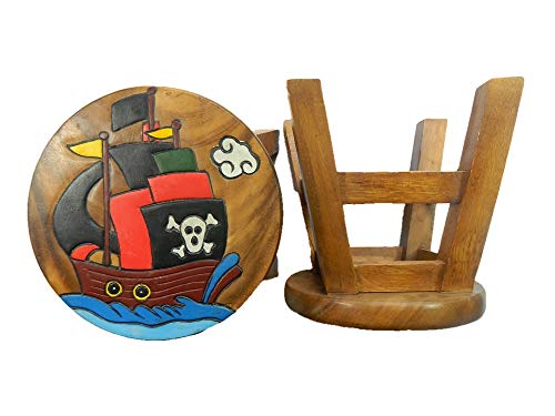 Childrens Wooden Stool - Pirate Ship